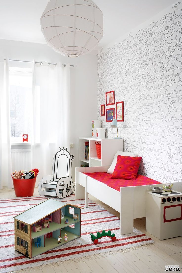 Fun kids rooms with a touch of red