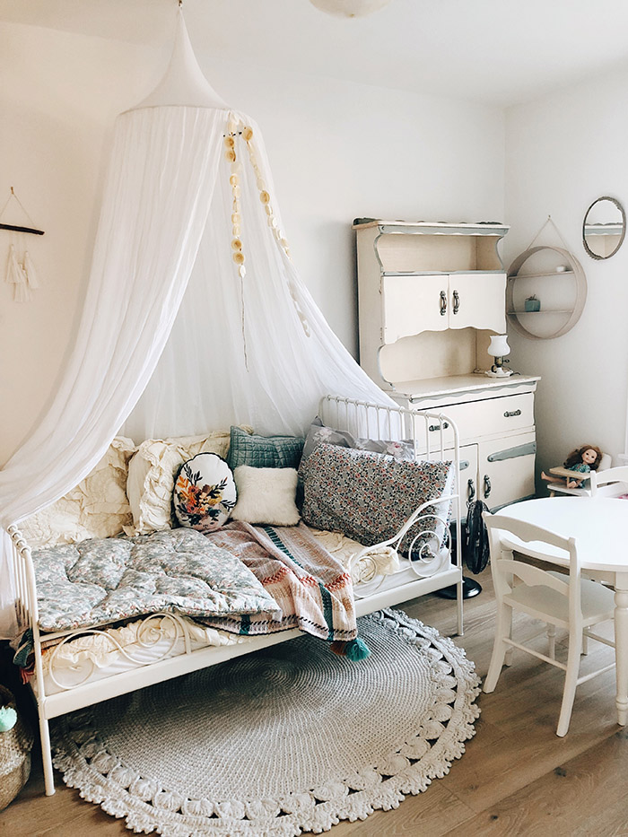 Minimalist Boho Childrens Room for Large Space