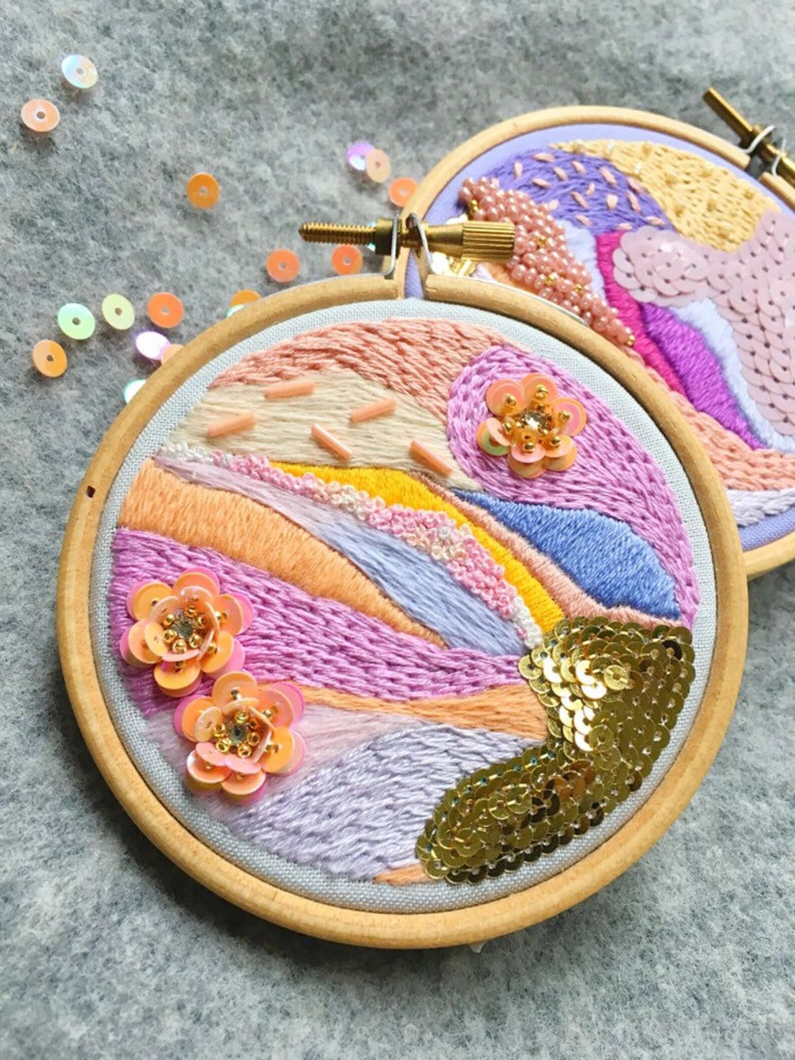 embroidered hoop sequins