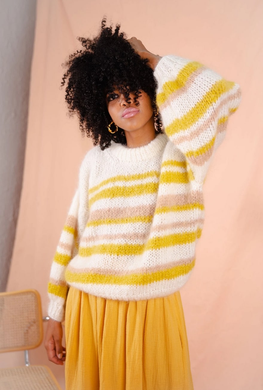 boho striped knit sweater