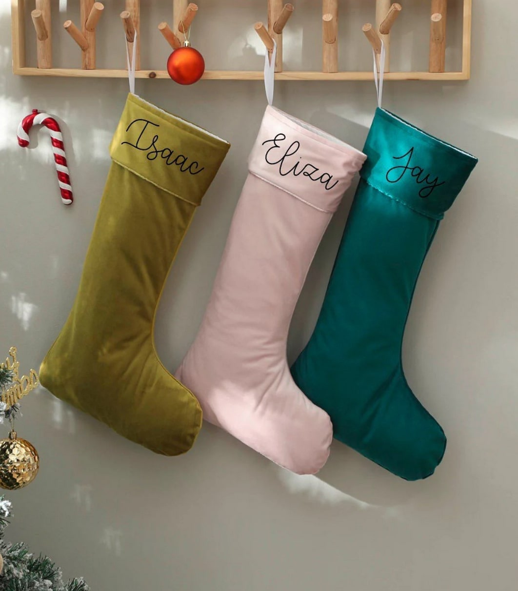 velvet christmas stocking personalised